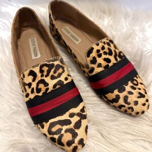 Steve Madden Animal Print Loafers with Red Stripe
